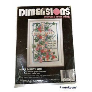 Dimensions Peace Be With You 5 x 7 Stamped Cross Stitch 6637 ‎ 1992